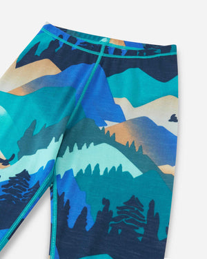 Taitoa Wool-Lyocell Blend Base Layer Set - Navy - Print