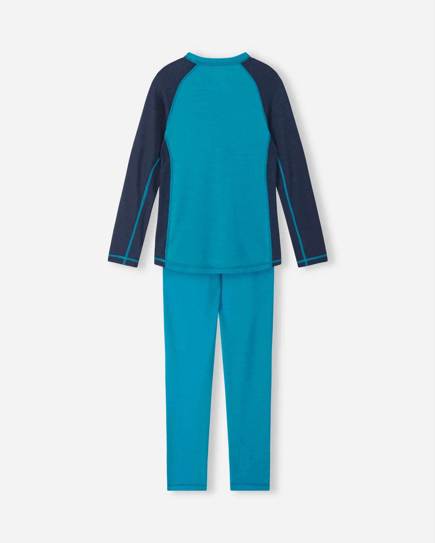 Taitoa Wool-Lyocell Blend Base Layer Set - Aquatic Blue - Solid