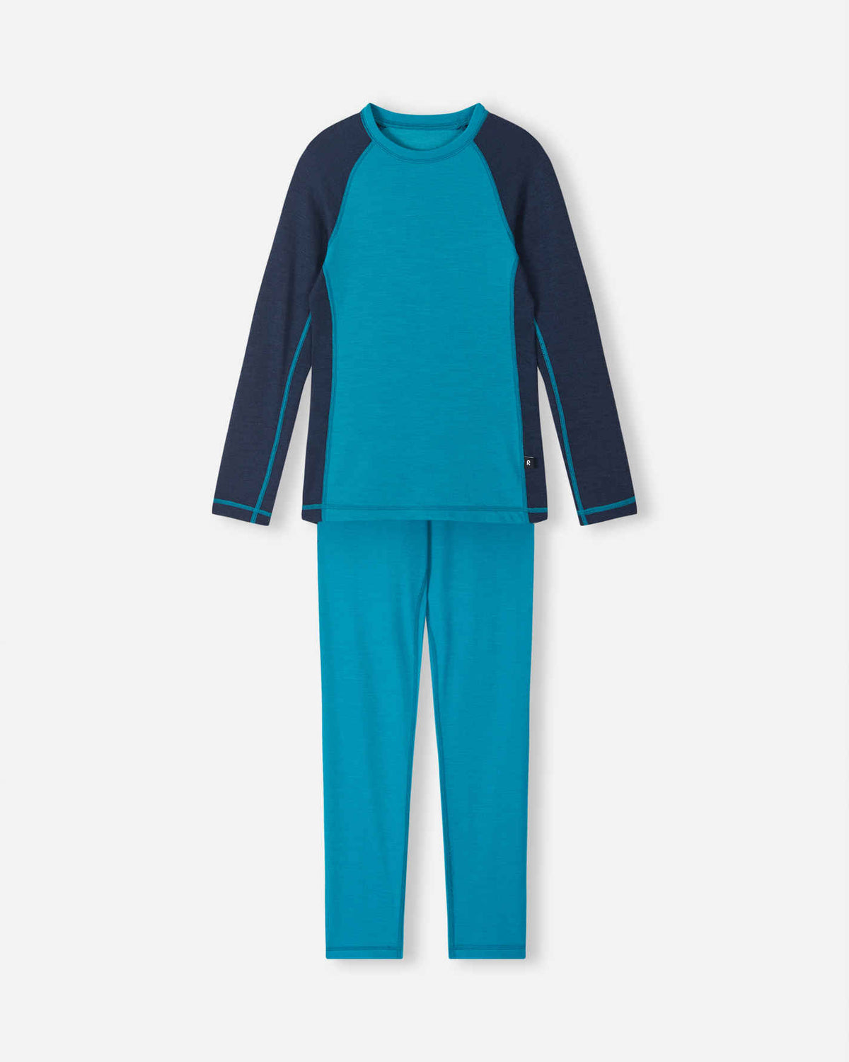 Taitoa Wool-Lyocell Blend Base Layer Set - Aquatic Blue - Solid