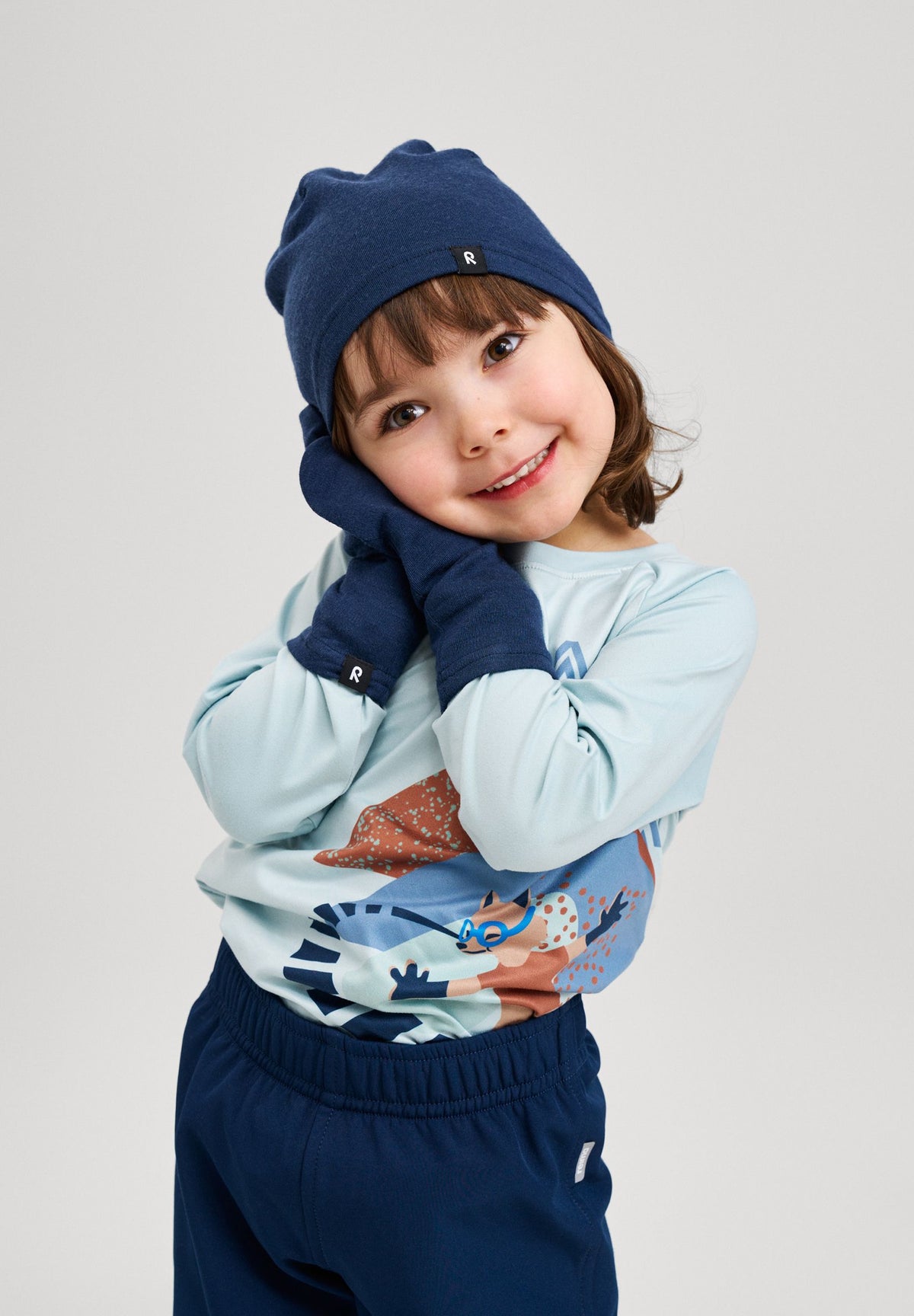 Eino Knit Wool Mittens - Navy