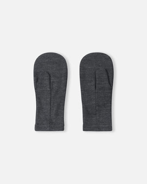 Eino Knit Wool Mittens - Black Melange