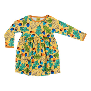 Acorns Long Sleeve Dress With Gathered Skirt - 2 Left Size 11-12 & 12-13 years-Duns Sweden-Modern Rascals