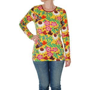 Adult's Autumn Flowers - Yellow Long Sleeve Shirt - 1 Left Size 3XL-Duns Sweden-Modern Rascals