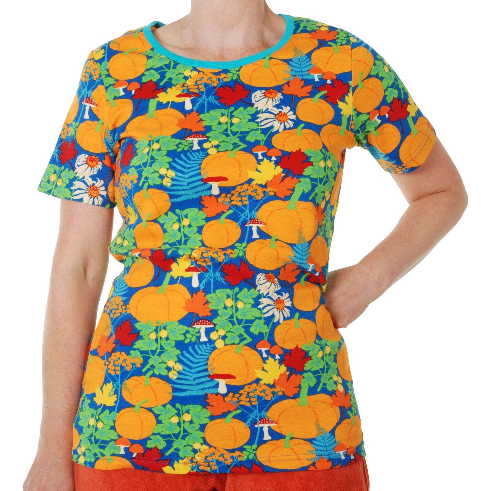 Adult's Autumn Garden - Blue Short Sleeve Shirt-Duns Sweden-Modern Rascals