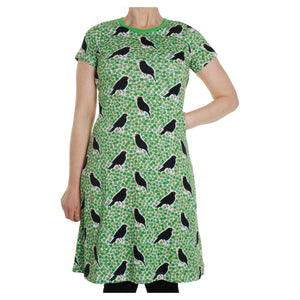 Adult's Black Bird - Green Short Sleeve A-Line Dress - 2 Left Size S & XL-Duns Sweden-Modern Rascals