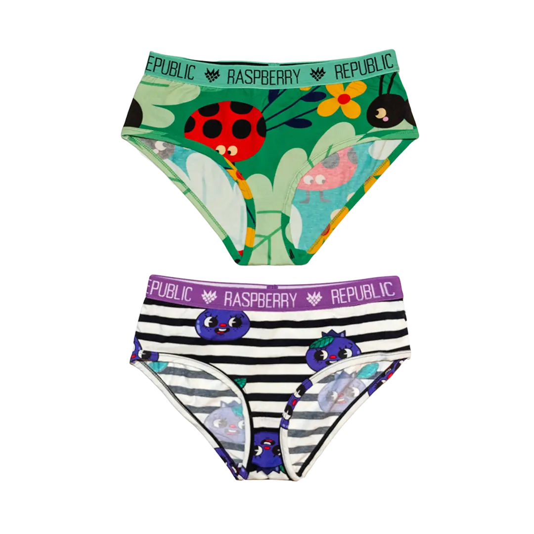Adult's Blueberry Blast and Anthill Green Briefs - 2 Pack - 2 Left Size L-Raspberry Republic-Modern Rascals