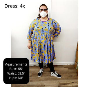Adult's Chanterelle Long Sleeve Dress With Gathered Skirt - 2 Left Size 3X & 4X-Duns Sweden-Modern Rascals