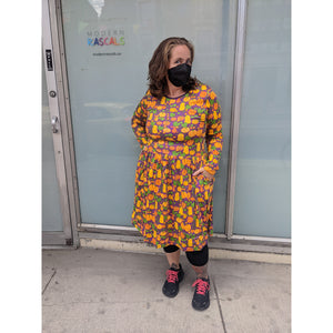 Adult's Cucurbits - Violet Long Sleeve Dress With Gathered Skirt - 1 Left Size 3XL-Duns Sweden-Modern Rascals