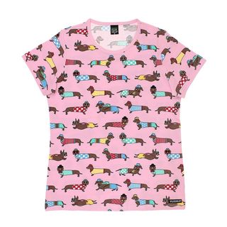 Adult's Dachshund Short Sleeve Shirt in Raspberry - 2 Left Size M & L-Villervalla-Modern Rascals