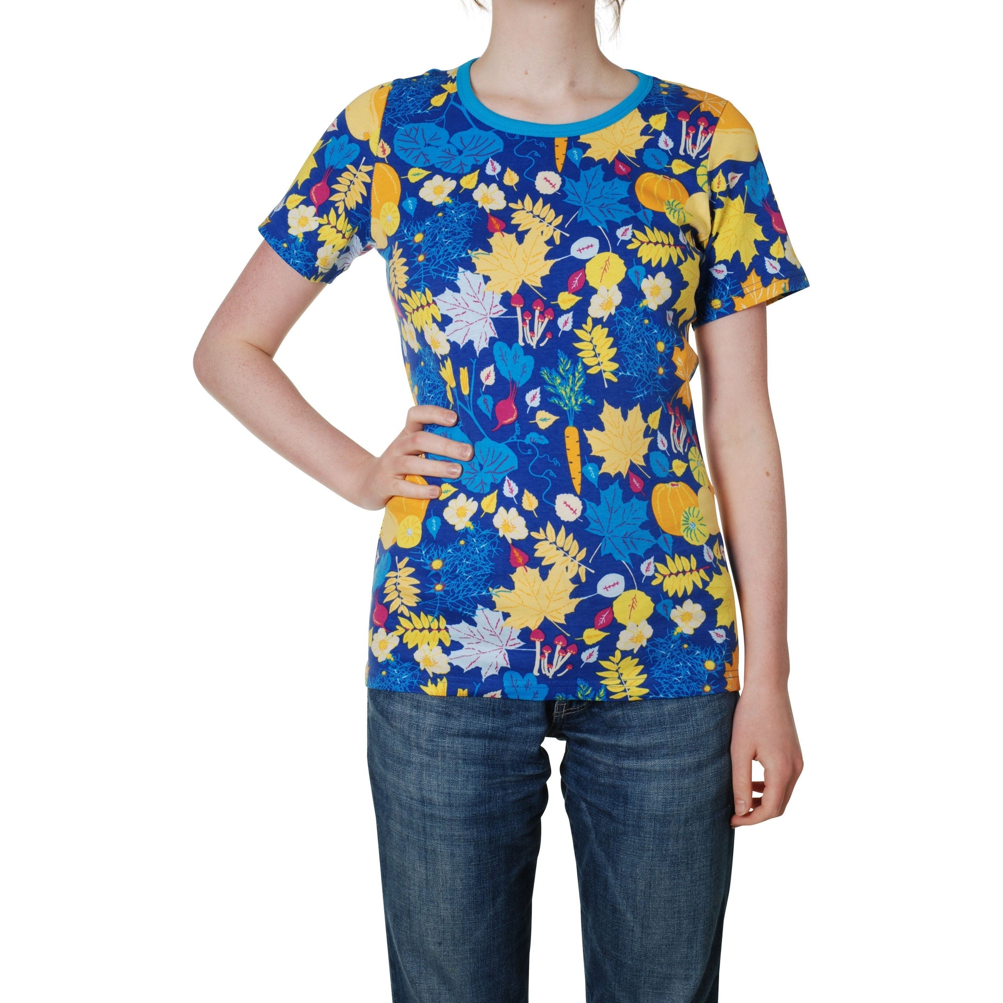 Adult's Fall Flowers - Blue Short Sleeve Shirt - 2 Left Size S & 4XL-Duns Sweden-Modern Rascals