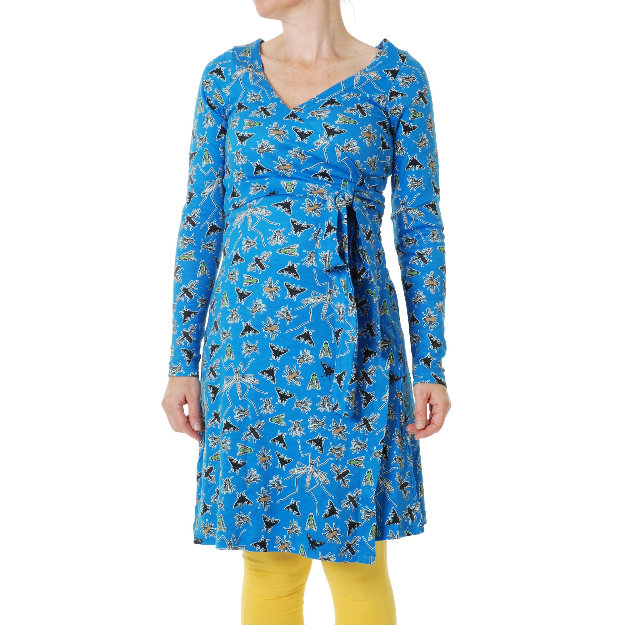 Adult's Flies Blue Long Sleeve Wrap Dress - 2 Left Size S & M-Duns Sweden-Modern Rascals