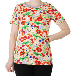 Adult's Flowers - Apricot Short Sleeve Shirt-Duns Sweden-Modern Rascals