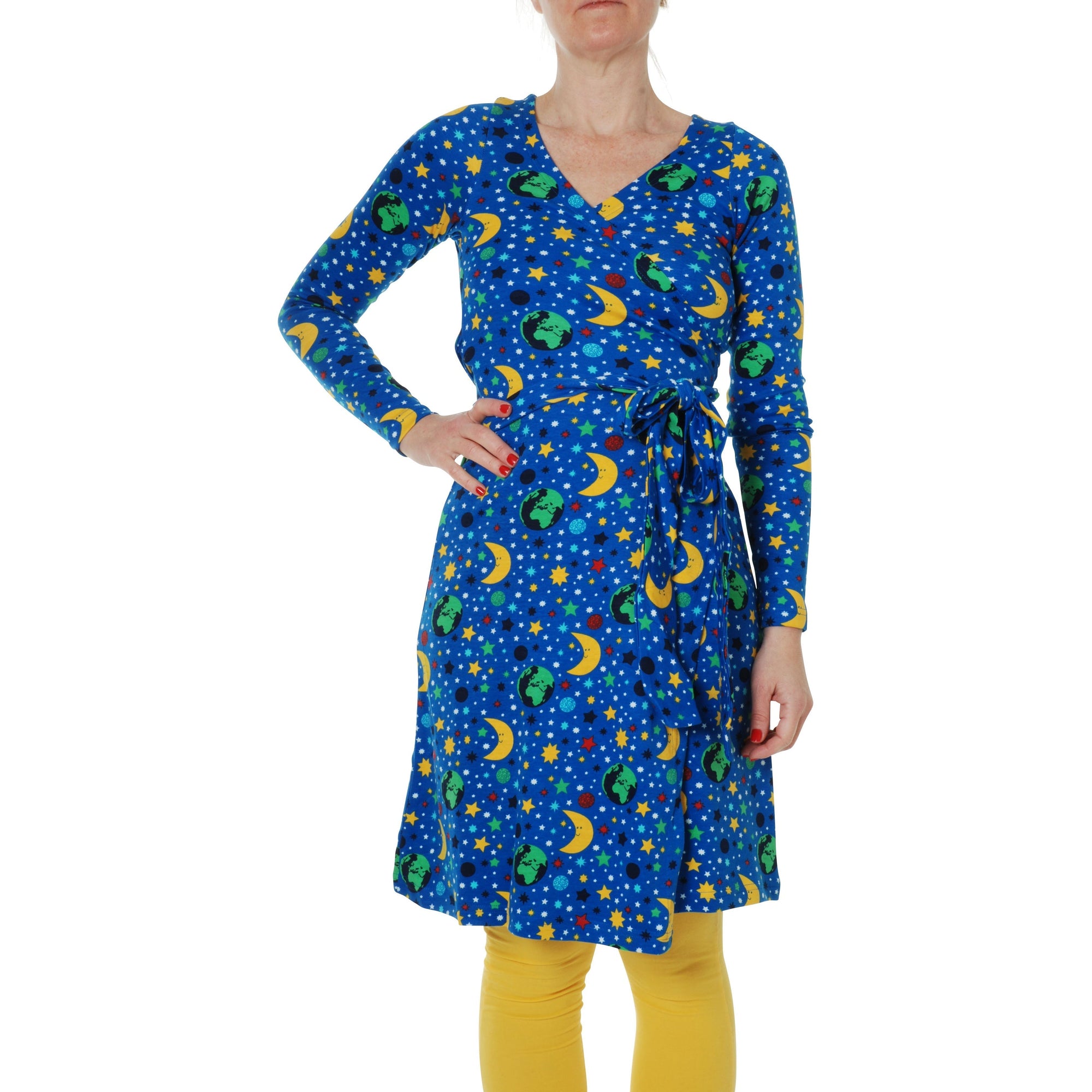 Adult's Mother Earth Blue Long Sleeve Wrap Dress - 2 Left Size S & M & L-Duns Sweden-Modern Rascals