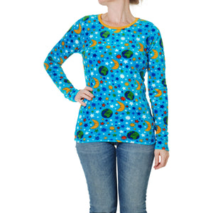 Adult's Mother Earth Blue Velour Long Sleeve Shirt - 1 Left Size S-Duns Sweden-Modern Rascals