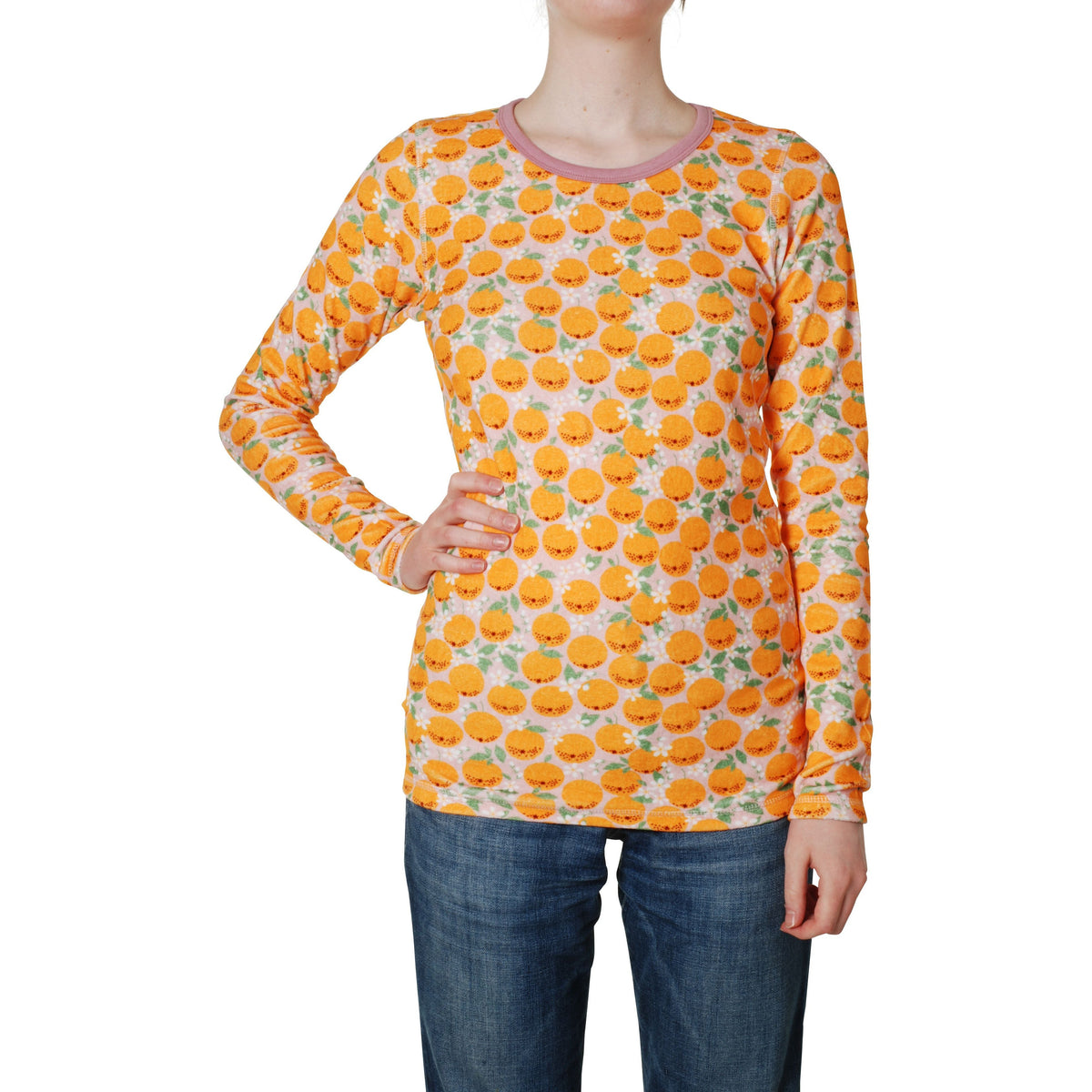 Adult's Oranges - Pink Velour Long Sleeve Shirt - 1 Left Size S-Duns Sweden-Modern Rascals