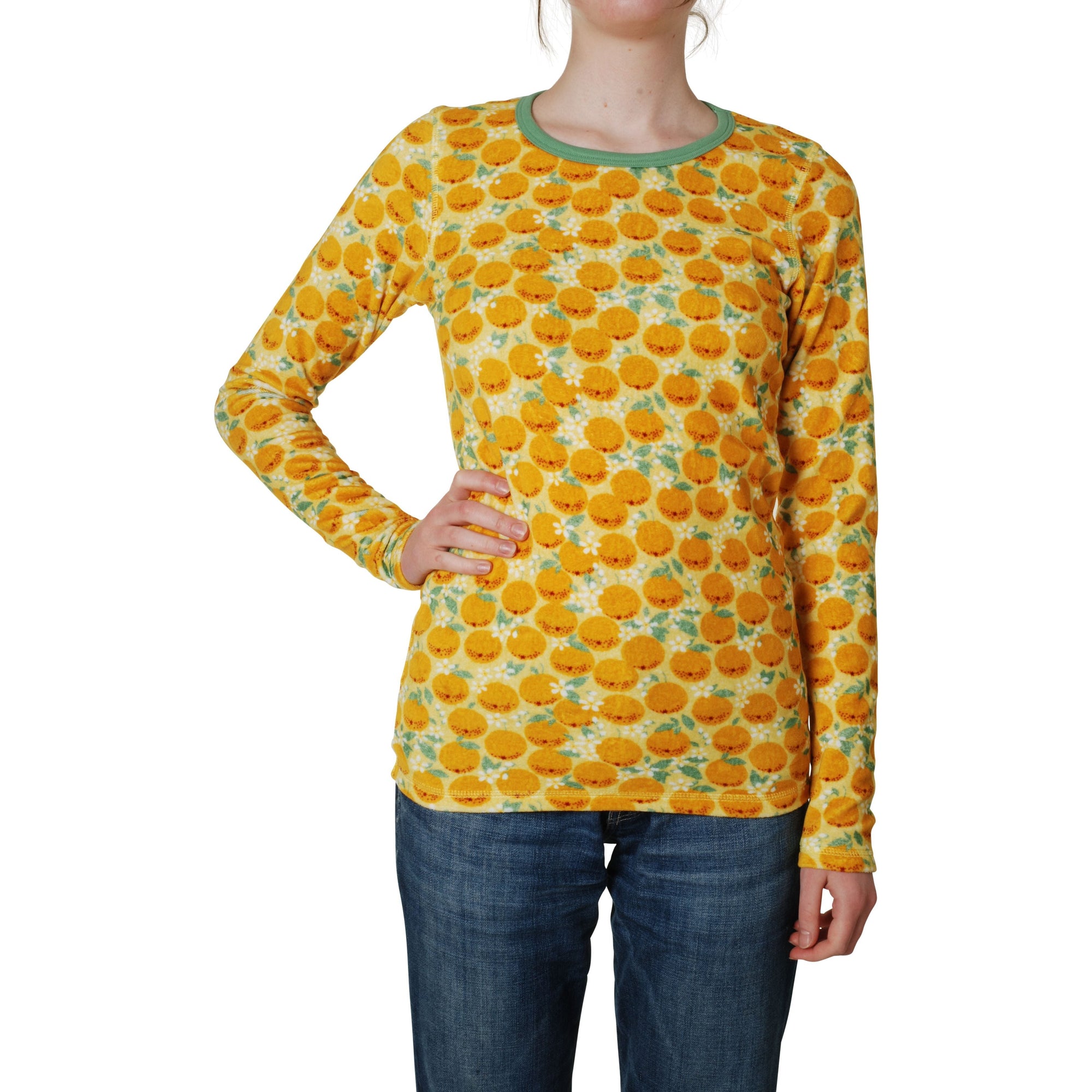 Adult's Oranges - Yellow Velour Long Sleeve Shirt-Duns Sweden-Modern Rascals