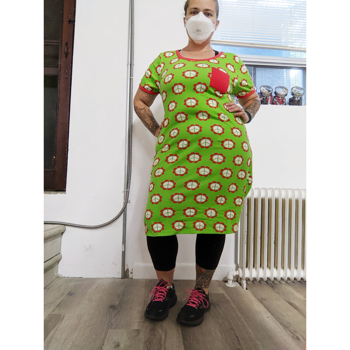 Adult's Peace Flower Short Sleeve A-Line Dress-Moromini-Modern Rascals