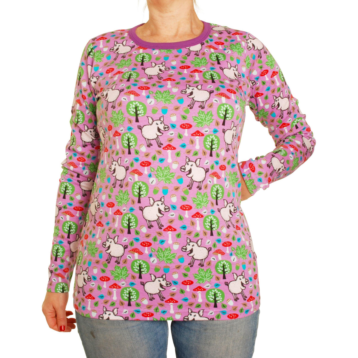 Adult's Pigs & Acorns - Violet Tulle Long Sleeve Shirt-Duns Sweden-Modern Rascals
