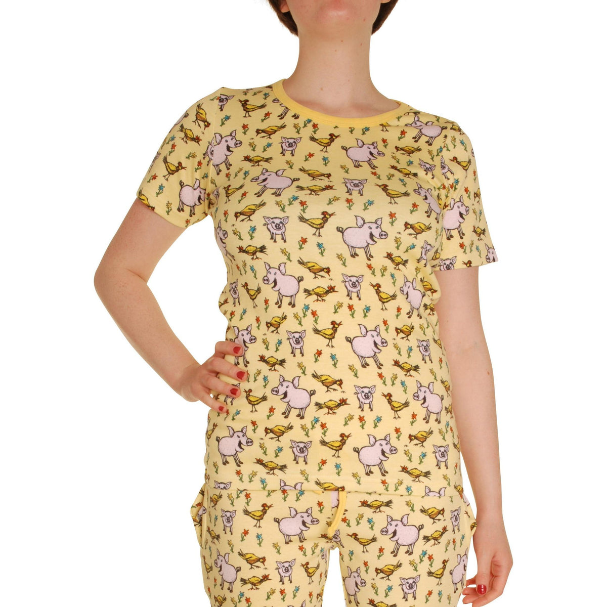 Adult's Pigs And Chicks - Pale Banana Short Sleeve Shirt-Duns Sweden-Modern Rascals