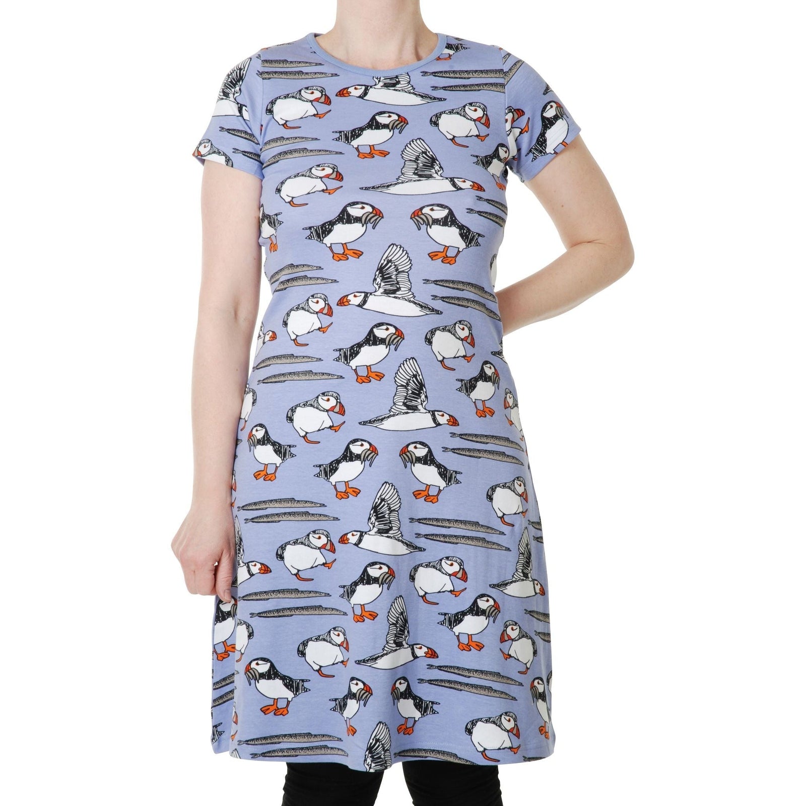 Adult's Puffins - Easter Egg Short Sleeve A-Line Dress - 1 Left Size S-Duns Sweden-Modern Rascals