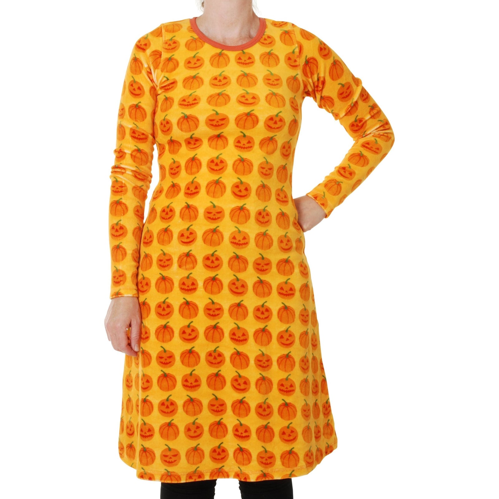 Adult's Pumpkin Velour Long Sleeve Dress - 2 Left Size S-Duns Sweden-Modern Rascals