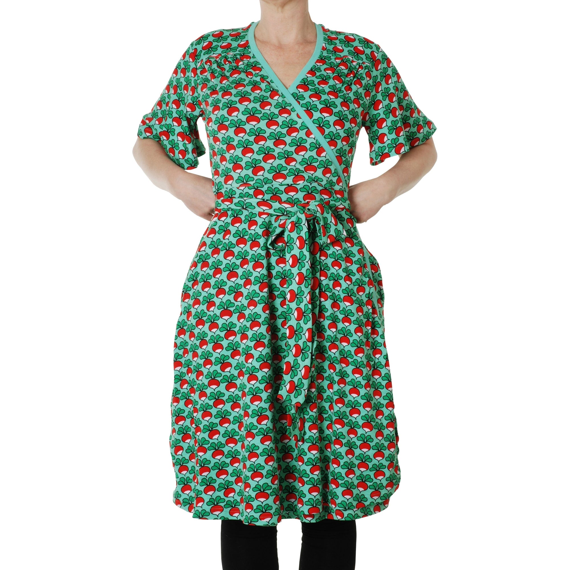 Adult's Radish - Green Short Sleeve Wrap Dress - 1 Left Size S-Duns Sweden-Modern Rascals