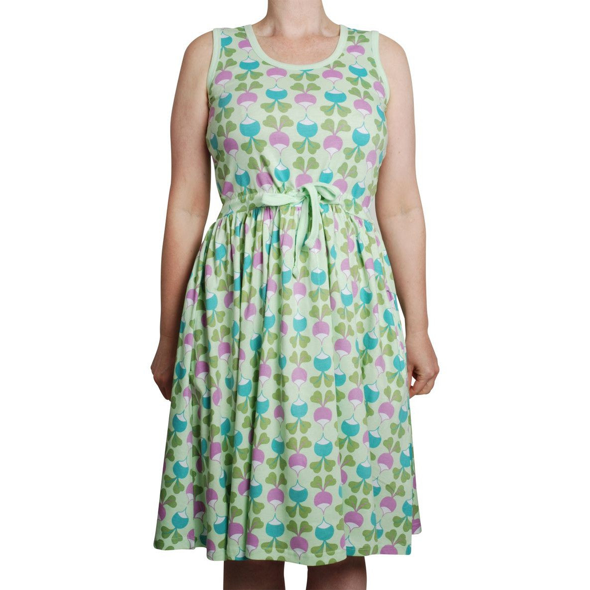 Adult's Radish - Patina Green Sleeveless Dress With Gathered Skirt-Duns Sweden-Modern Rascals
