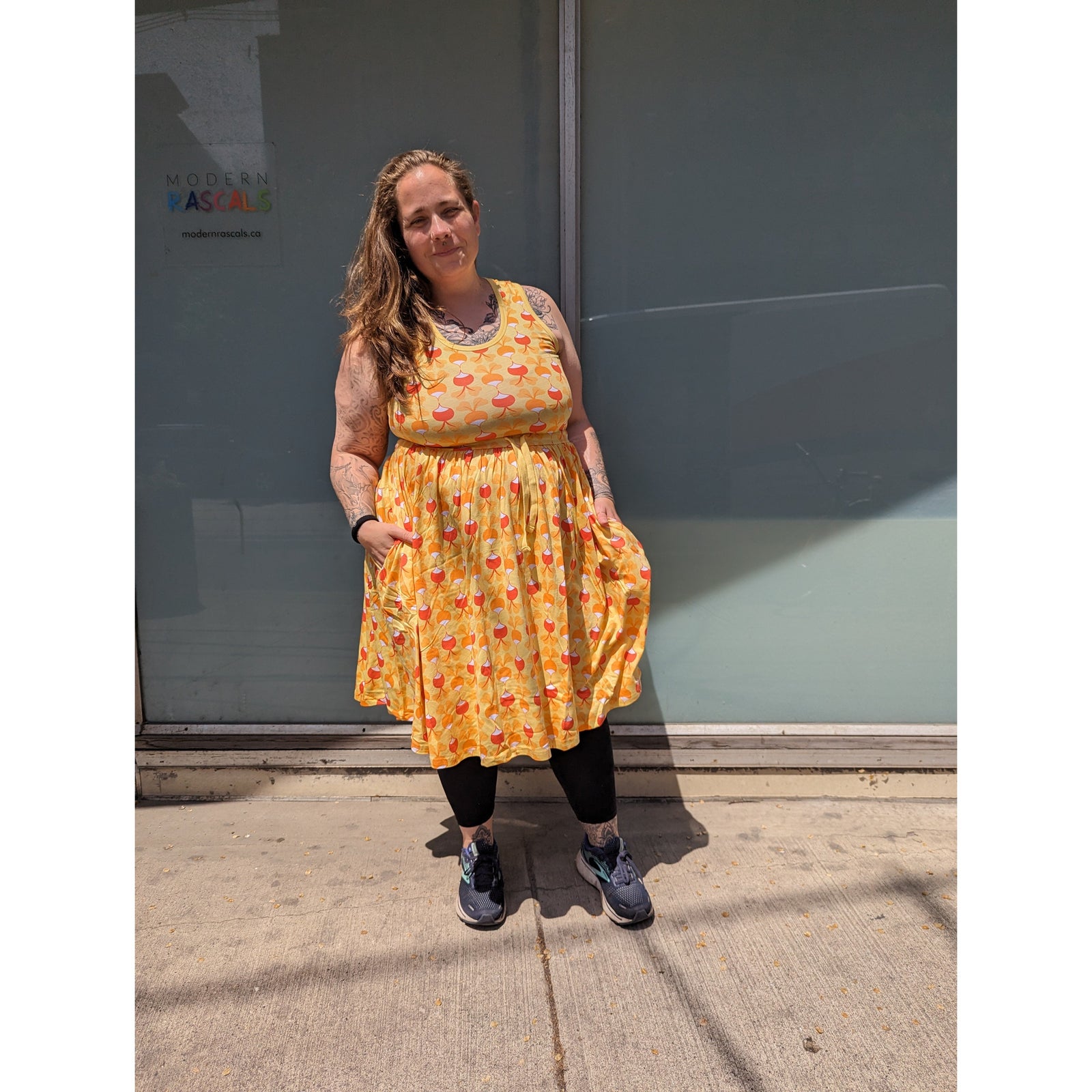 Adult's Radish - Snap Dragon Sleeveless Dress With Gathered Skirt - 2 Left Size S & M-Duns Sweden-Modern Rascals