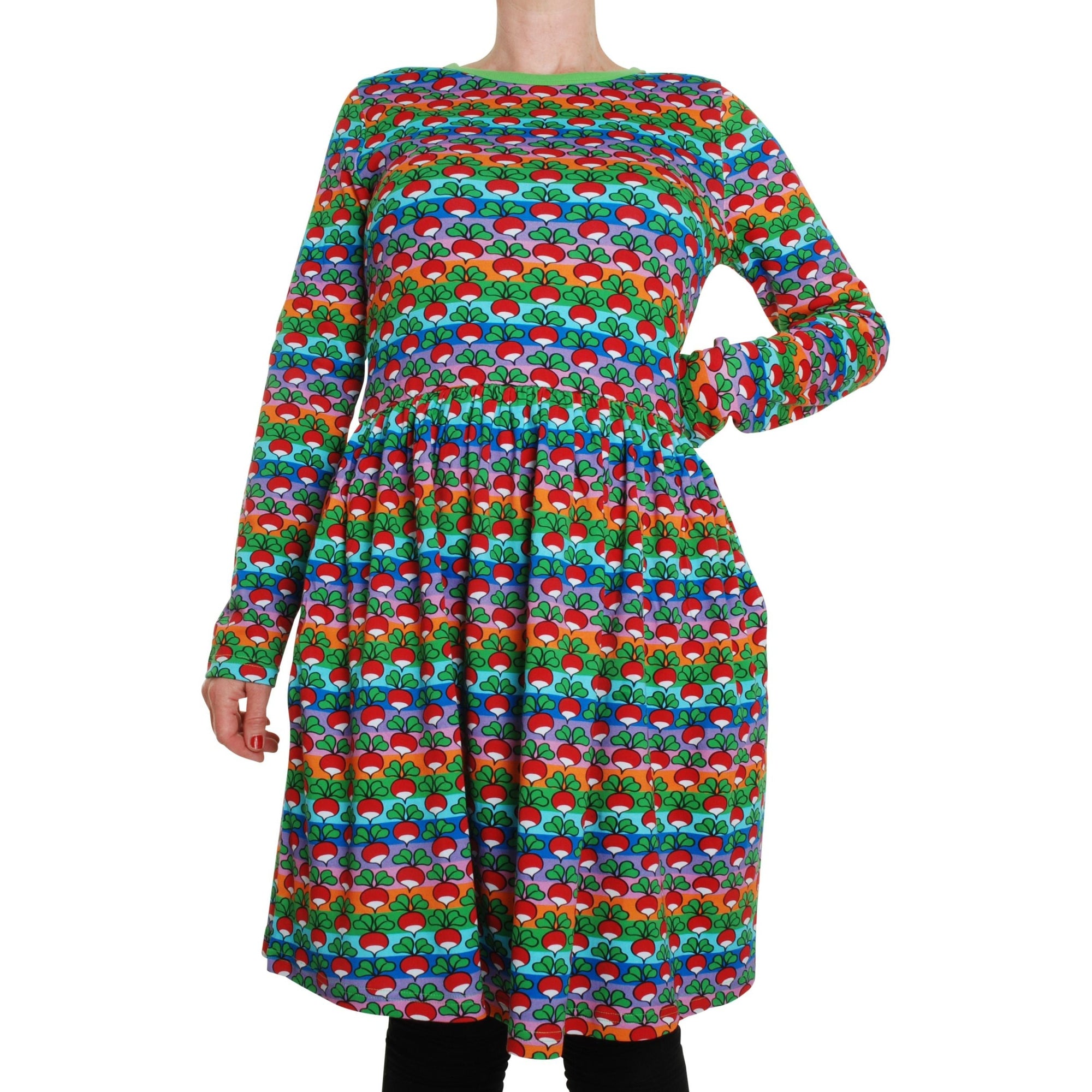 Adult's Radish - Stripe Long Sleeve Dress With Gathered Skirt-Duns Sweden-Modern Rascals