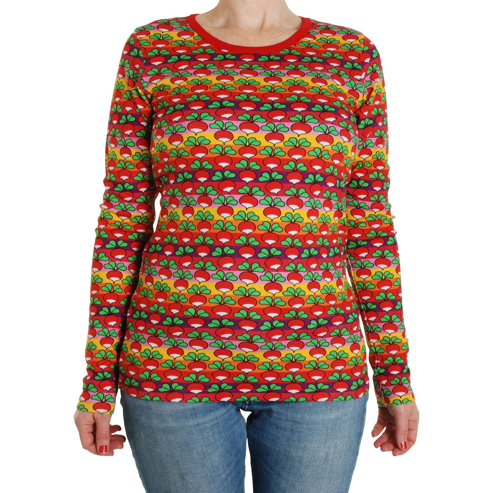 Adult's Radish Stripe - Poppy Red Long Sleeve Shirt - 2 Left Size S & 2XL-Duns Sweden-Modern Rascals