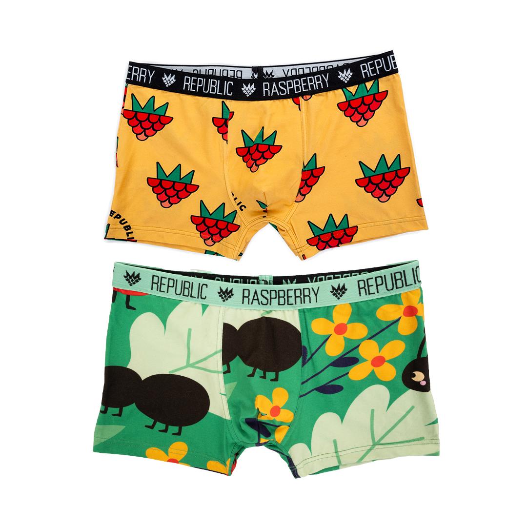Adult's Raspberry Love Yellow and Anthill Green Boxers - 2 Pack - 2 Left Size M & L-Raspberry Republic-Modern Rascals