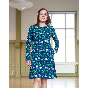 Adult's SINI Dress - Starflower in Blueberry Green-PaaPii-Modern Rascals