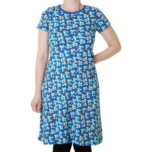 Adult's Strawberry - Blue Short Sleeve A-Line Dress - 2 Left Size XS & S-Duns Sweden-Modern Rascals