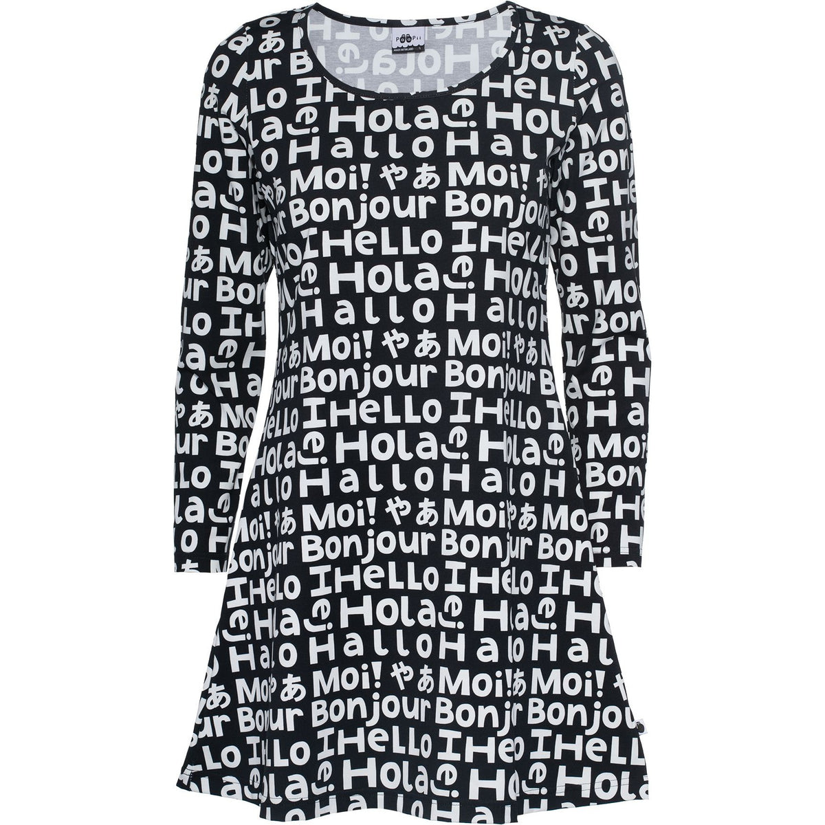Adult's SUMU Tunic - Hello in Black and White-PaaPii-Modern Rascals
