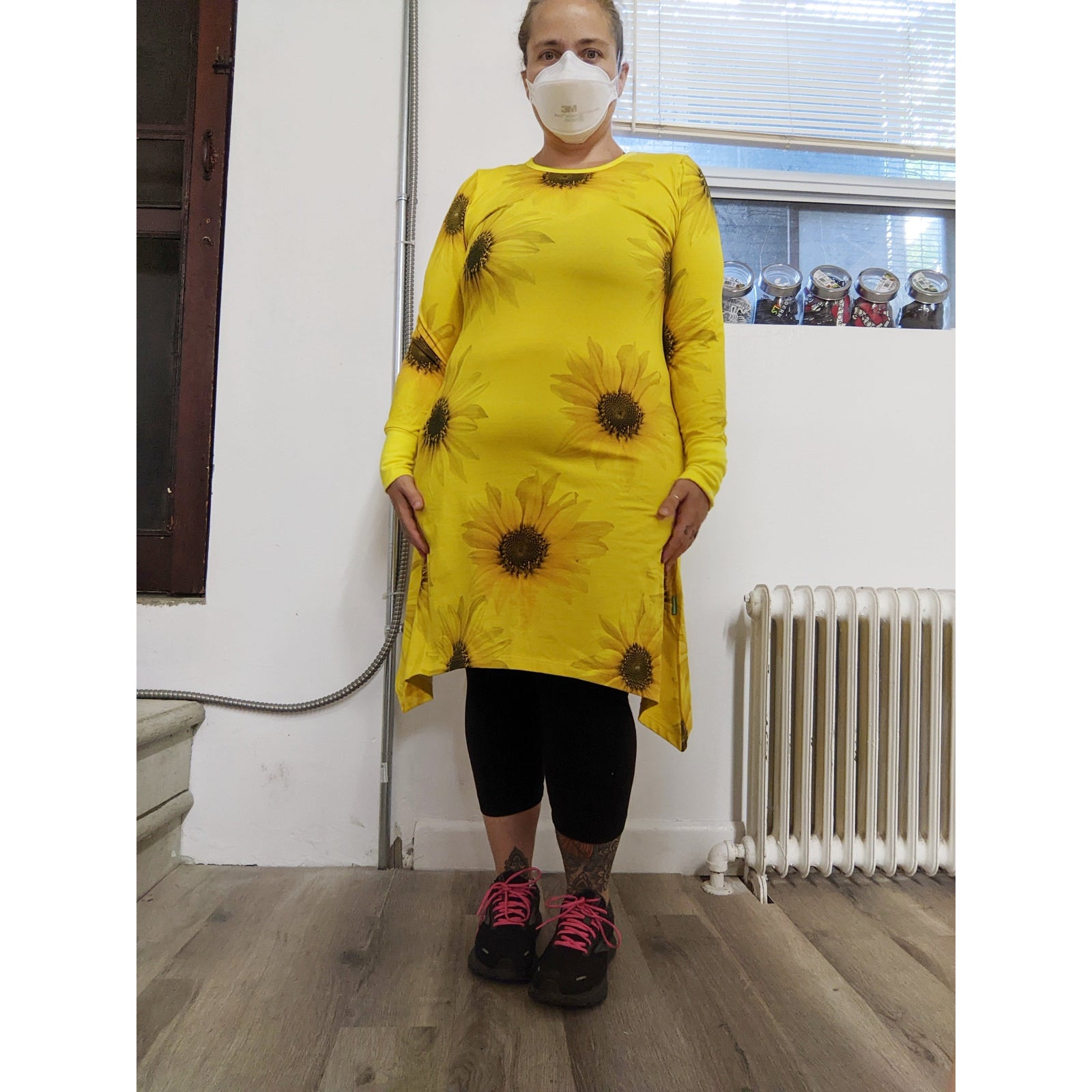 Adult's Sunflowers Long Sleeve Tunic Dress - 1 Left Size M-Naperonuttu-Modern Rascals