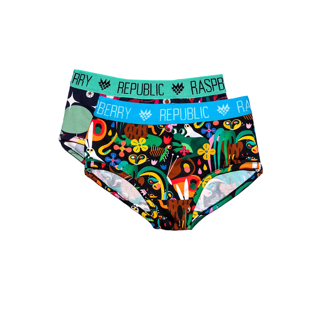 Adult's Tropic Twist & Mousy Mischief Briefs - 2 Pack - 2 Left Size S & L-Raspberry Republic-Modern Rascals