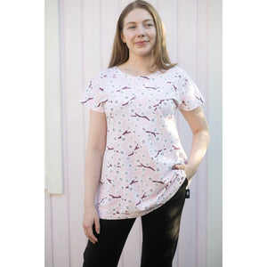 Adult's VUONO Short Sleeve Shirt - Cherry Blossom in Soft Pink-PaaPii-Modern Rascals