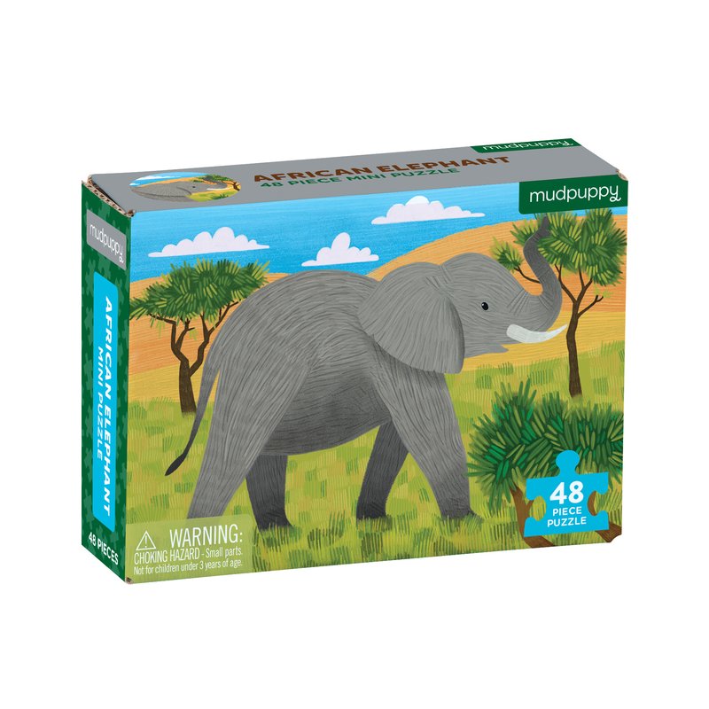 African Elephant Mini Puzzle - 48 pieces-Mudpuppy-Modern Rascals