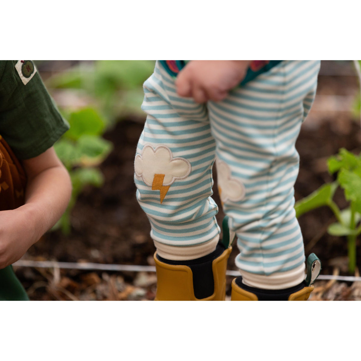 All Weather Knee Patch Striped Joggers - 1 Left Size 4-5 years-Little Green Radicals-Modern Rascals