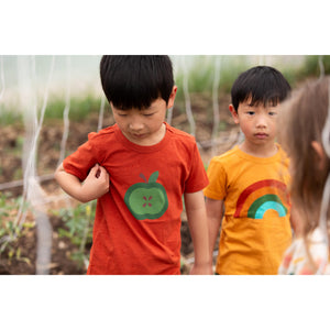 Apple A Day Short Sleeve Popper T-Shirt - 2 Left Size 5-6 & 7-8 years-Little Green Radicals-Modern Rascals