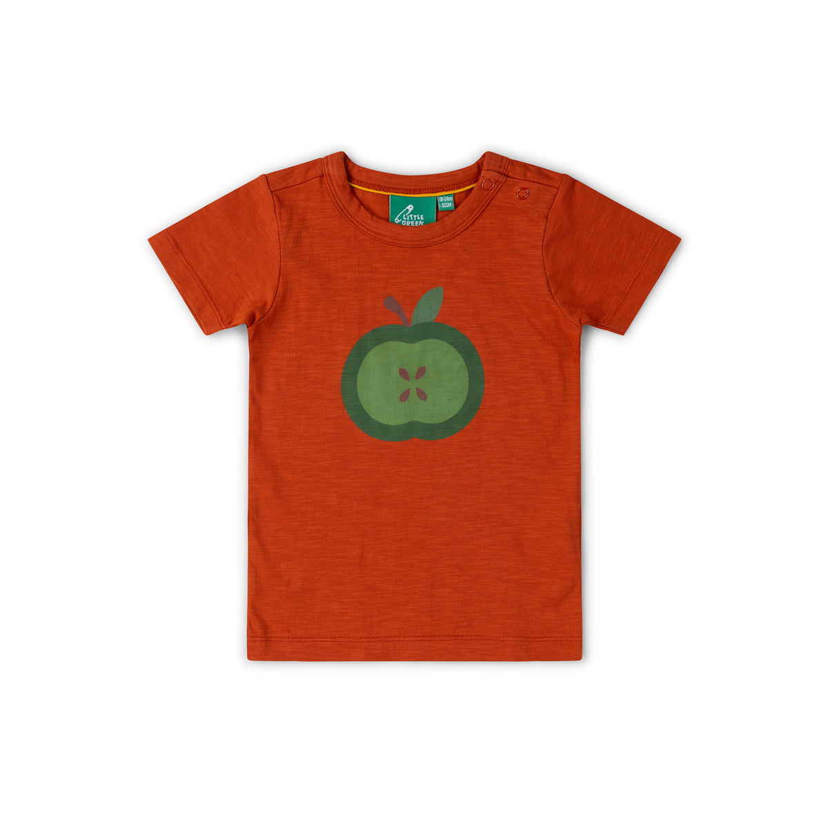 Apple A Day Short Sleeve Popper T-Shirt - 2 Left Size 5-6 & 7-8 years-Little Green Radicals-Modern Rascals