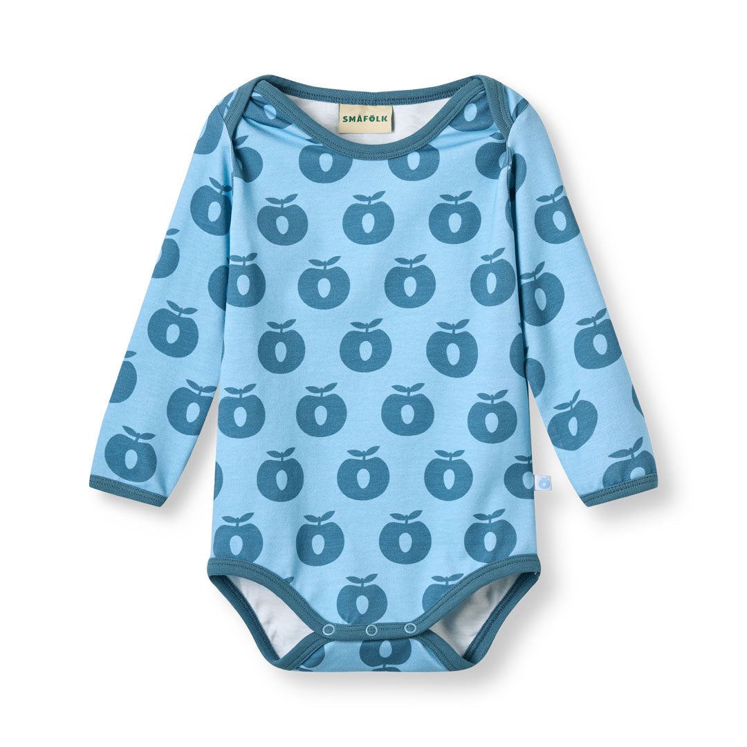 Apples Long Sleeve Onesie in Clear Sky-Smafolk-Modern Rascals