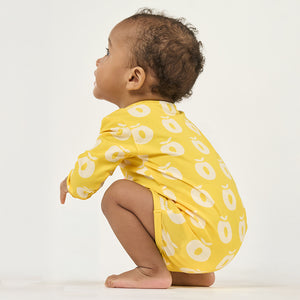 Apples Long Sleeve Onesie in Empire Yellow-Smafolk-Modern Rascals