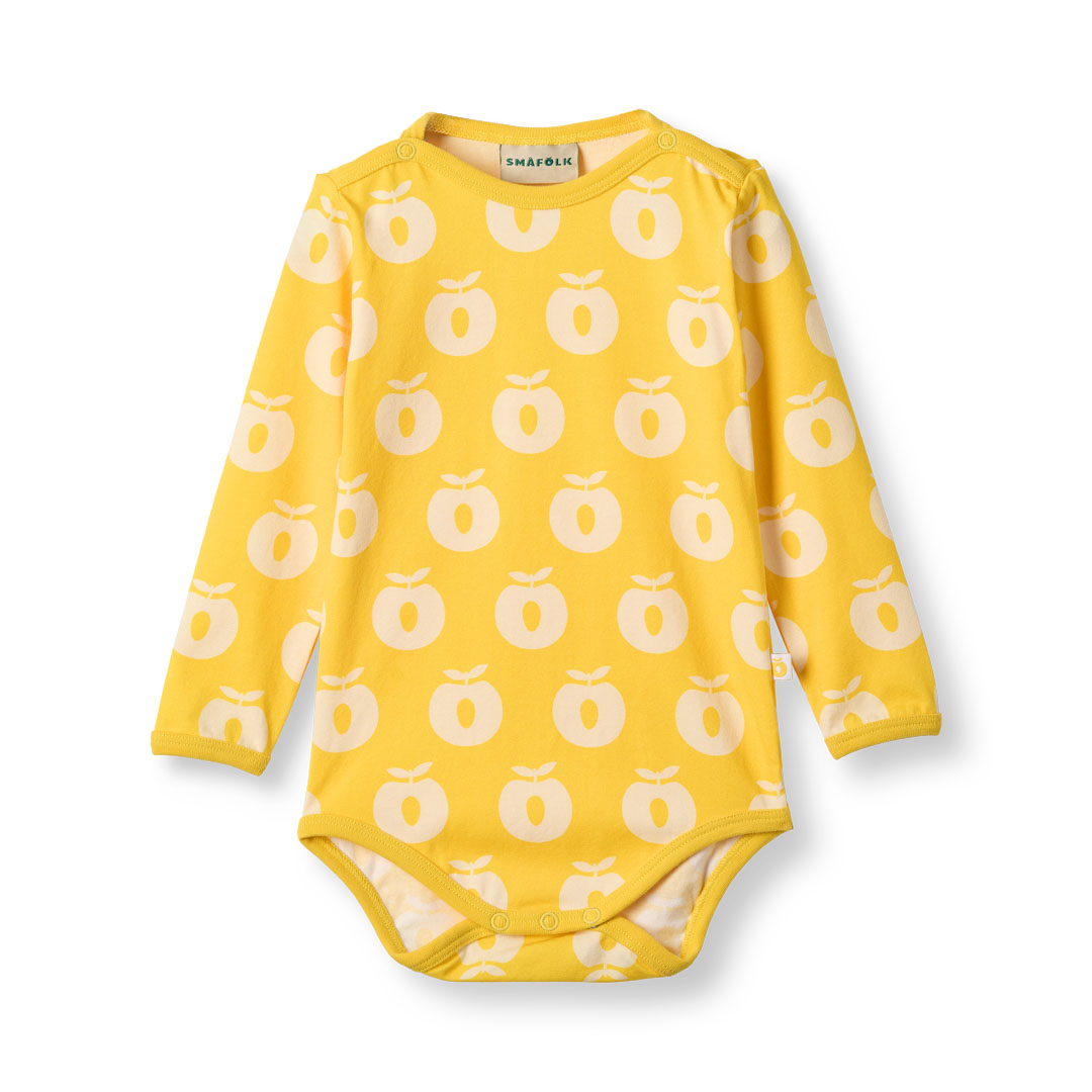 Apples Long Sleeve Onesie in Empire Yellow-Smafolk-Modern Rascals