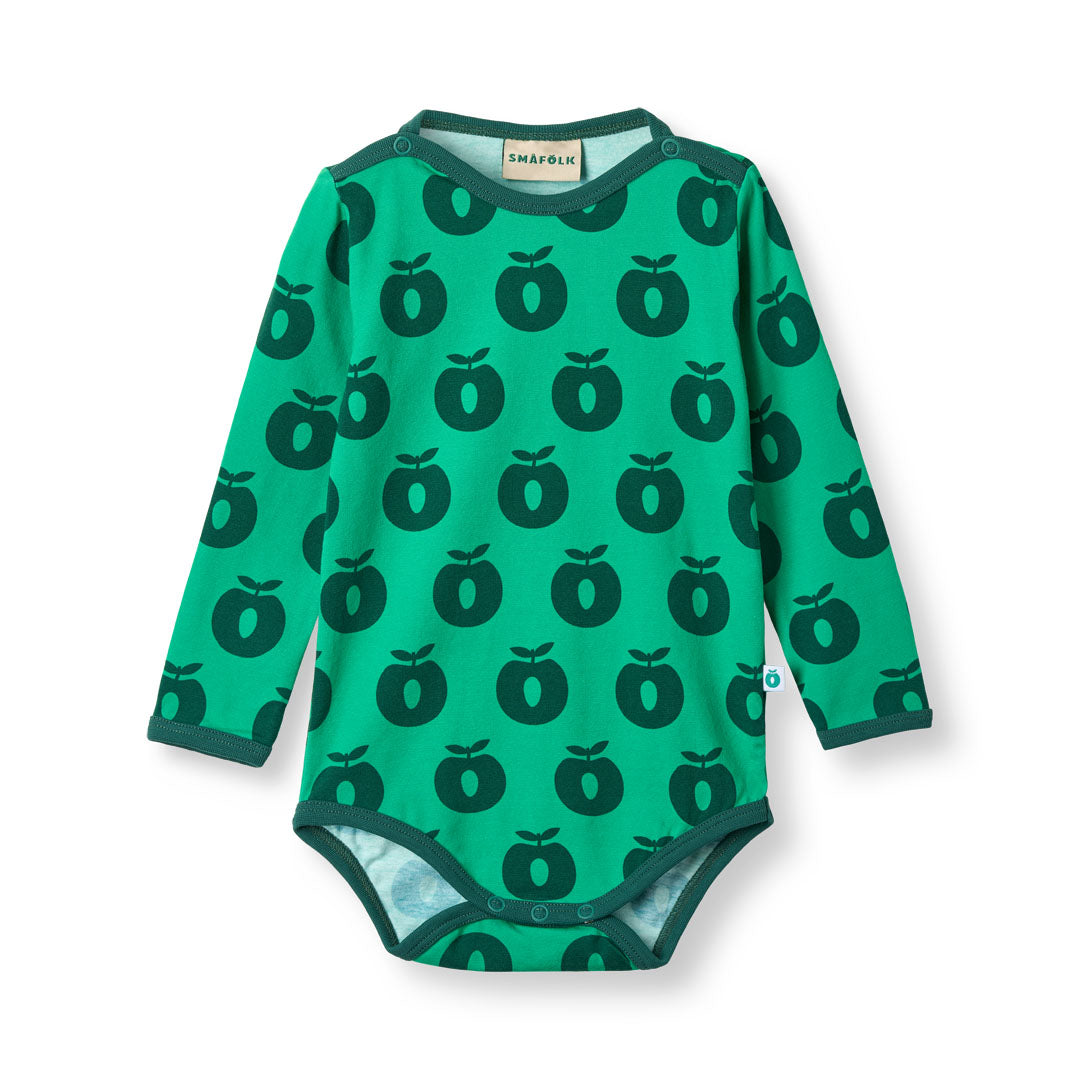 Apples Long Sleeve Onesie in Smafolk Green-Smafolk-Modern Rascals