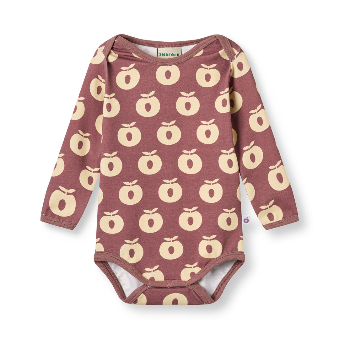 Apples Long Sleeve Onesie in Vintage Pink-Smafolk-Modern Rascals