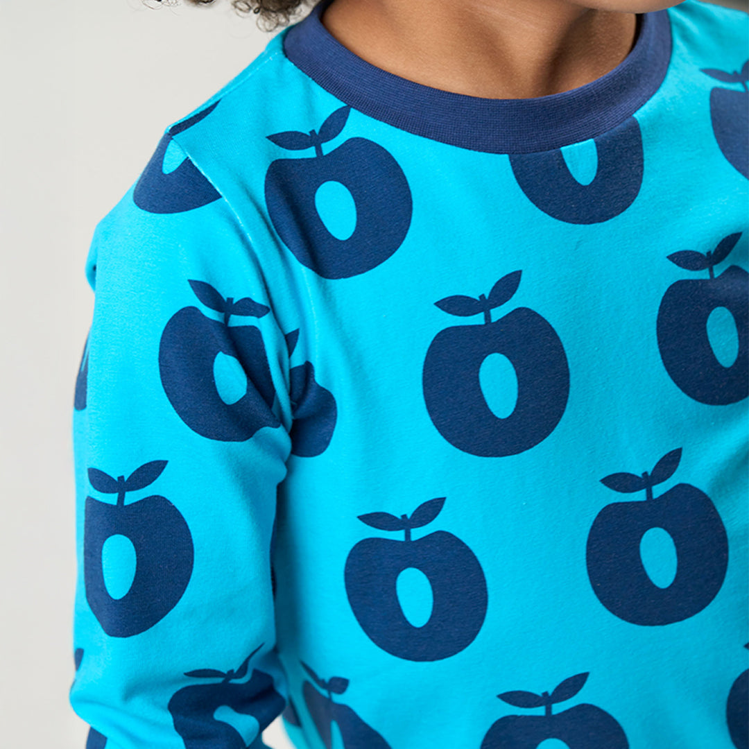 Apples Long Sleeve Shirt - Blue Atoll-Smafolk-Modern Rascals