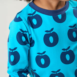 Apples Long Sleeve Shirt - Blue Atoll-Smafolk-Modern Rascals