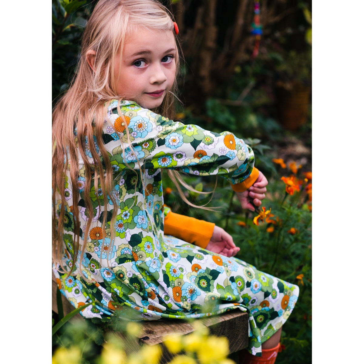 April Floral Long Sleeve Dress - 2 Left Size 3-4 & 7-8 years-Uddevalla Barn-Modern Rascals