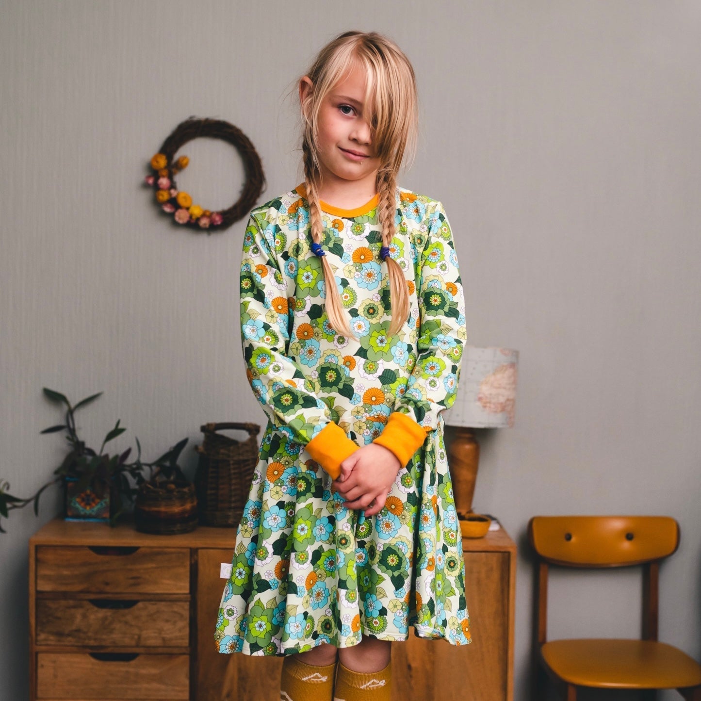 April Floral Long Sleeve Dress - 2 Left Size 3-4 & 7-8 years-Uddevalla Barn-Modern Rascals